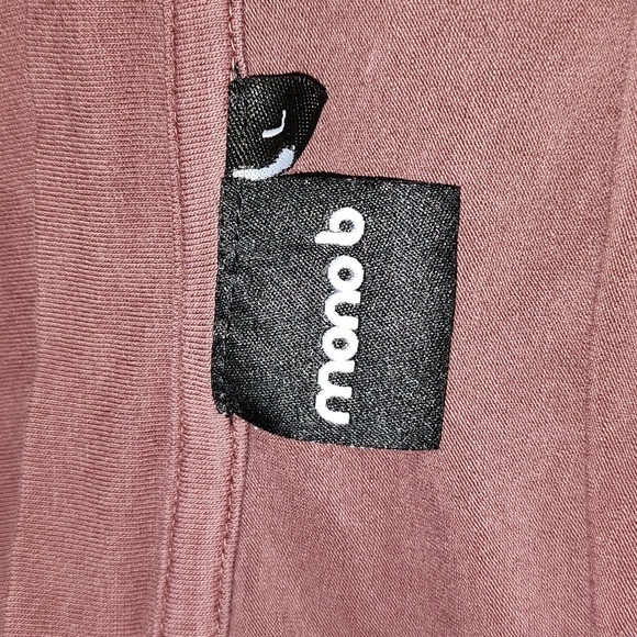 MONO B SUNDAY LONG SLEEVE SUPIMA CROP TOP BURGUNDY SIZE LARGE - Picture 4 of 5